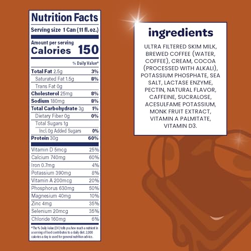 Nurri - 30g Protein Ultra Filtered Milk Shake – Mocha- 80mg Caffeine, Lactose Free, Low Sugar, 150 Calories, 10 Vitamins and Minerals - 11 fl oz, 10 Cans