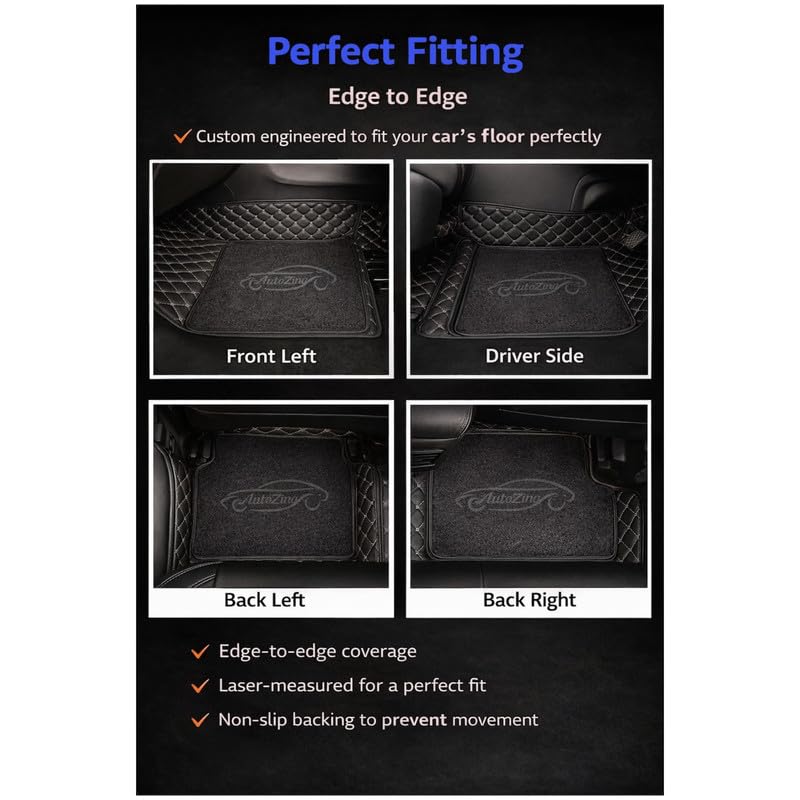 Image of 7D Luxury Car Floor Mat for Skoda Superb (2017-2022) | 7-Layer Leather Noodle /Curly Mat & Heel Pad | Anti-Skid, Waterproof (Black)