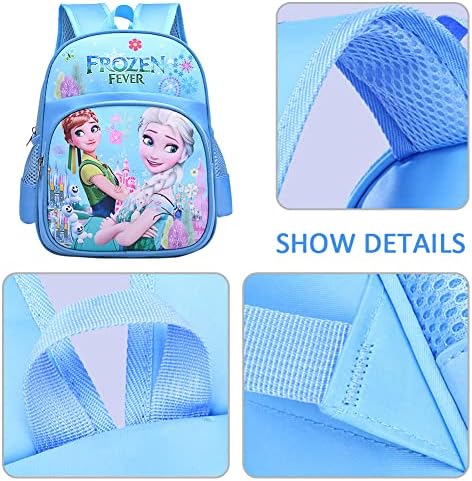 School Bags for Girl Kids, Girls Frozen School Backpack Lunch Travel Rucksack Bag, Blue Prinzessin Backpack Water Resistant Durable Casual Backpack Magical Elsa Prinzessin Backpacks for Students