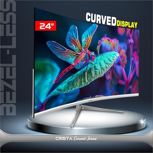 Image of Zebion 24 Inch (60.45cm), FHD Curved Led Monitor Crista Series, IPS Panel, 1920x1080 Pixel with Max Resolution, 75Hz,HDMI, VGA, Wall Mountable, Fast Response Time, 3 Year Warranty