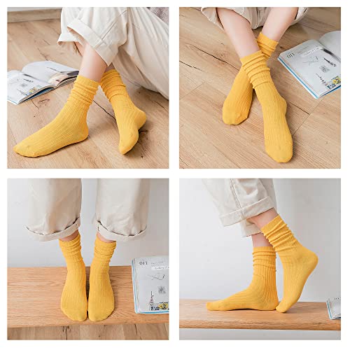 Womens Cotton Crew Socks Soft Cotton Casual Solid Color Socks Stretchy Above Ankle Socks for Women Girls 7Pairs4
