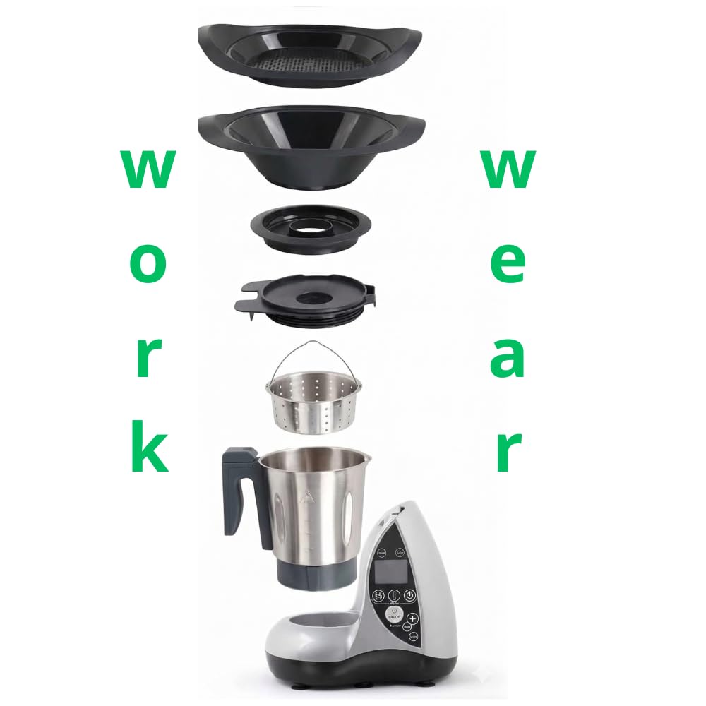 WORKWEAR Robot da Cucina Multifunzione Cuocitutto 1500W – Ciotola Acciaio Inox 3.5L, 12 Velocità, Temperatura 20-120°C, Timer 60 Min – Cuoce, Frulla, Trita, Impasta, Cottura Vapore