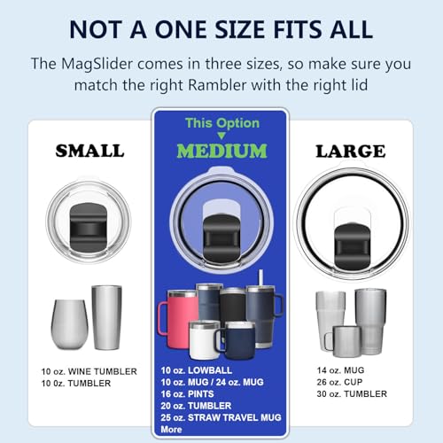 20 oz Tumbler Lid for Yeti, 2-Pack Magnetic Replacement Lids for YETI 20 oz Tumbler, 10/24 oz Mug, 10 oz Lowball - Spill Proof Cup Lids Covers with Magnetic Slider Switch, BPA Free - image 3