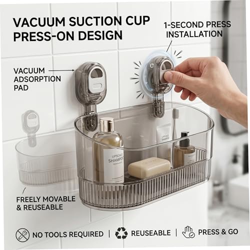 Étagère murale robuste pour douche avec drainage et fixation ventouse - 5