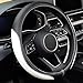 LABBYWAY Car Universal 15-inch Microfiber Steering Wheel Cover,Anti-Slip,Odorless,Four Seasons Universal (White)