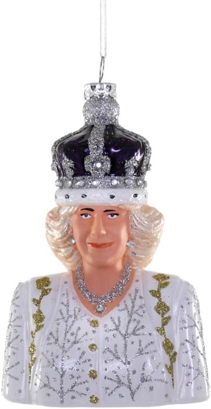 Queen Camilla British England UK Royalty Glass Christmas Ornament