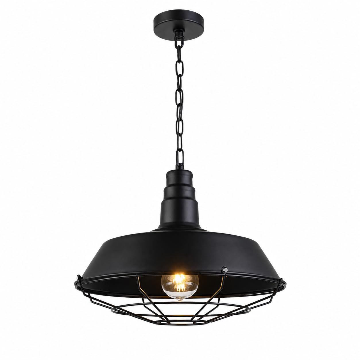 ESIYUVO Industrial Pendant Light Fixture, 10.24 Inch Metal Shade Hanging Lamp with Adjustable 47.24 Inch Chain, E27 Socket, Farmhouse Lighting for Kitchen Island, Dining Room, Bedroom, Cafe and Bar