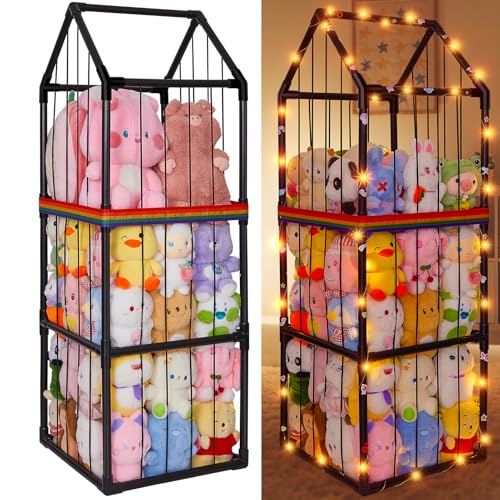 Stuffed Animals Storage Zoo Plushies Toy Storage Organizer Unicorn Castle PVC Stuffed Animals Holder Kids Toy Storage Playroom Nursery Storage Shelf