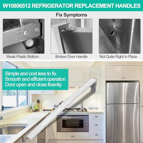 Upgraded W10806512 Refrigerator Door Handle w/Set Screw Compatible with Whirlpool Refrigerator, Stainless Steel Fridge Door Handle Replacement, Replace Part AP5982853, PS11703503 by Luckman - Image 5