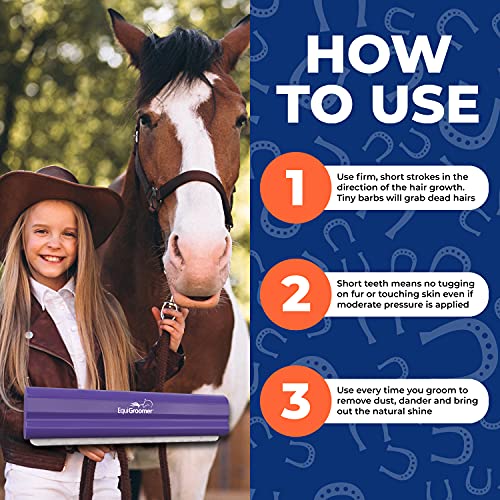 Equigroomer Deshedding Brush For Horses | Undercoat Deshedding Tool For Large Pets With Short And Long Hair| Comb Toy Removes Loose Dirt, Hair And Fur| Professional Horse Brush For Grooming Shedding #TOP6