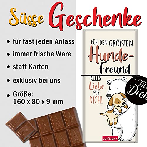 STEINBECK Hundefreund Geschenk-Schokolade 100g Tafel - Für den größten Hundefreund - Tierliebhaber Hund Freundschaft