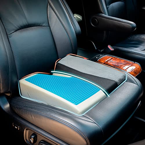 Desk Jockey Gel Car Seat Cushion For Driving - Memory Foam Wedge Tailbone Seat Cushion With Cooling Gel - Enhanced Therapeutic Grade Car Cushion For Truckers And Vehicle - Seat Cushion For Car #TOP11