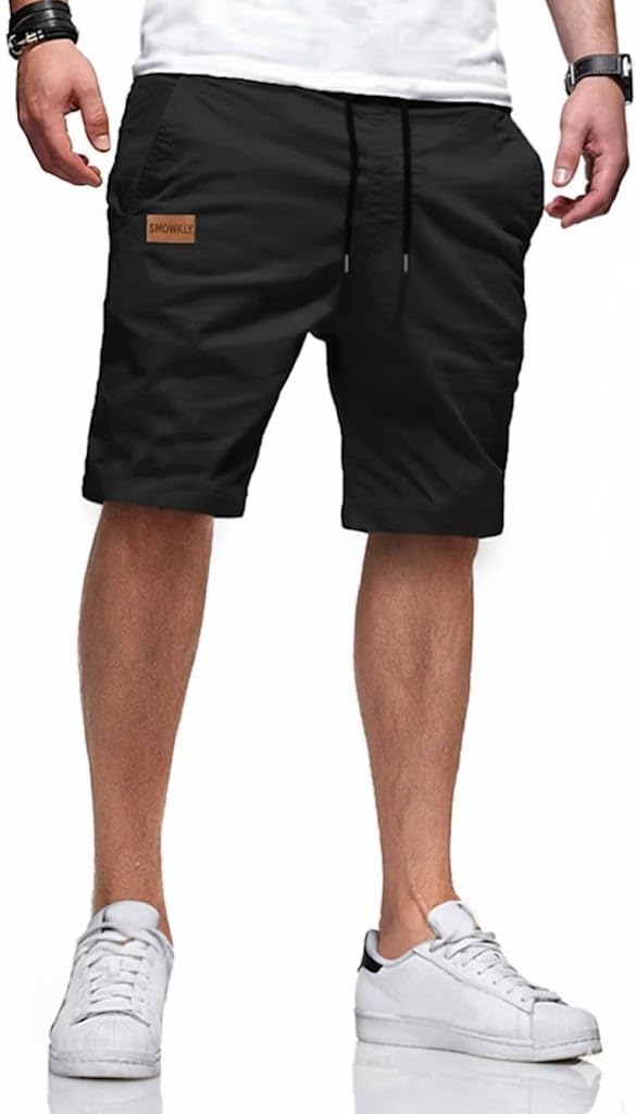 smowkly Men’s Cotton Casual Cargo Shorts | Knee Length Half Pant for Men | Elastic Waist with Drawstring | Regular Fit Shorts | Bermuda Shorts for Men-picture-42