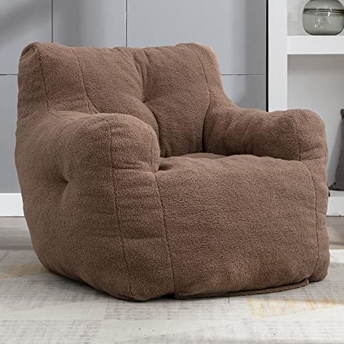 Lyon Sence Bean Bag Chairs with Armrest,Soft Memory Foam Filler,Tufted Fabric Material Giant Lazy Sofa,Lounger Floor Chair for Adult,for Living Room,Bedroom (Coffee)