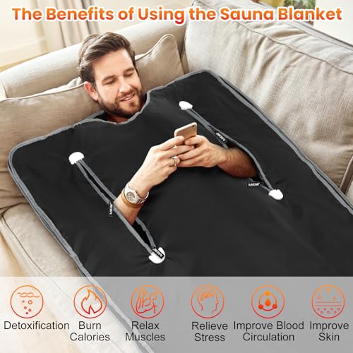 X-Vcak Sauna Blanket for Detoxification, Far Infrared Sauna Blanket, Portable Sauna for Home, 113-176℉, 30-60 Minutes Timer, 6 ft x 2.62 ft