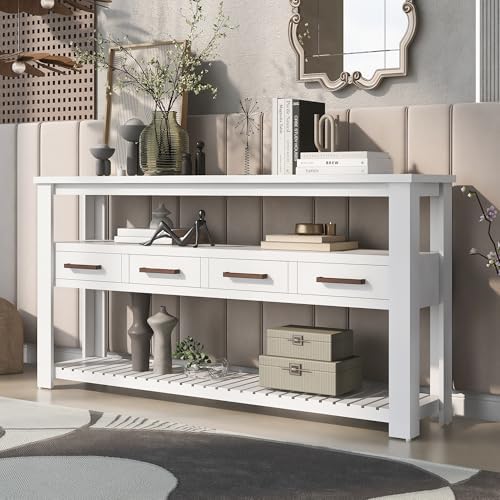 Amazon.com: LUMISOL 3-Tier Console Table with 4 Drawers and 2 Shelves ...