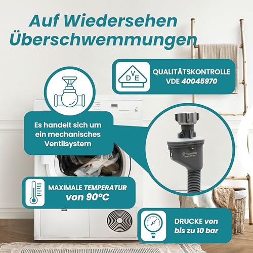 ELECTROHOGAR Aquastop Schlauch Waschmaschine und Geschirrspüler 3M | Waschmaschinenschlauch Verlangerung | PVC Material | VDE Zertifizierung VDE Geprüfte Produkte | 3/4 Zoll Anschluss