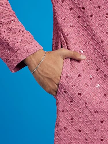 Image of DIWAS BY MANYAVAR Men's Viscose Embroidery|Sequin Work Kurta (Dusty Pink,L)