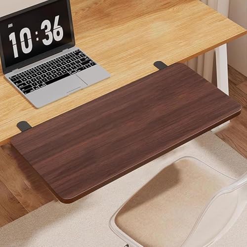 Ergonomic Wooden Keyboard Tray - Desk Extension Attachment, Clamp-On Shelf, Adjustable Arm Rest for Elbow Support, 40x20cm Desk Accessories for Improved Comfort