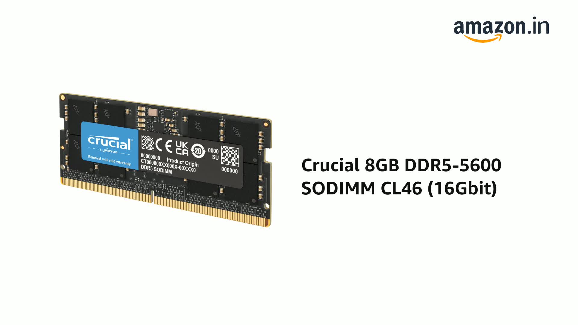 Amazon.in: Buy Crucial 8GB DDR5-5600 SODIMM CL46 (16Gbit) Online