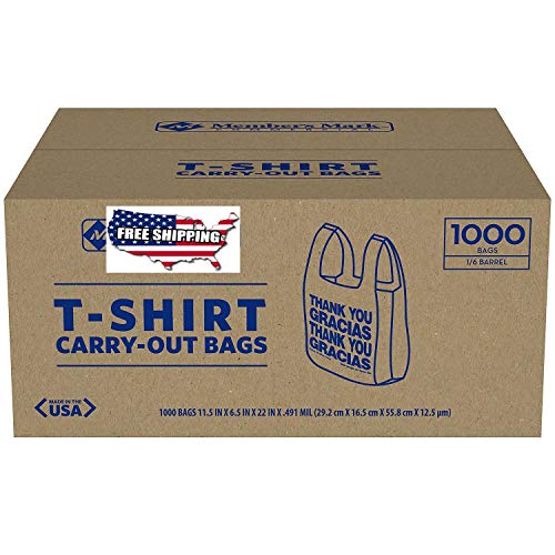 tongta 1000 T-Shirt Thank You Carry Out Retail Plastic Bags Recyclable Grocery Shopping