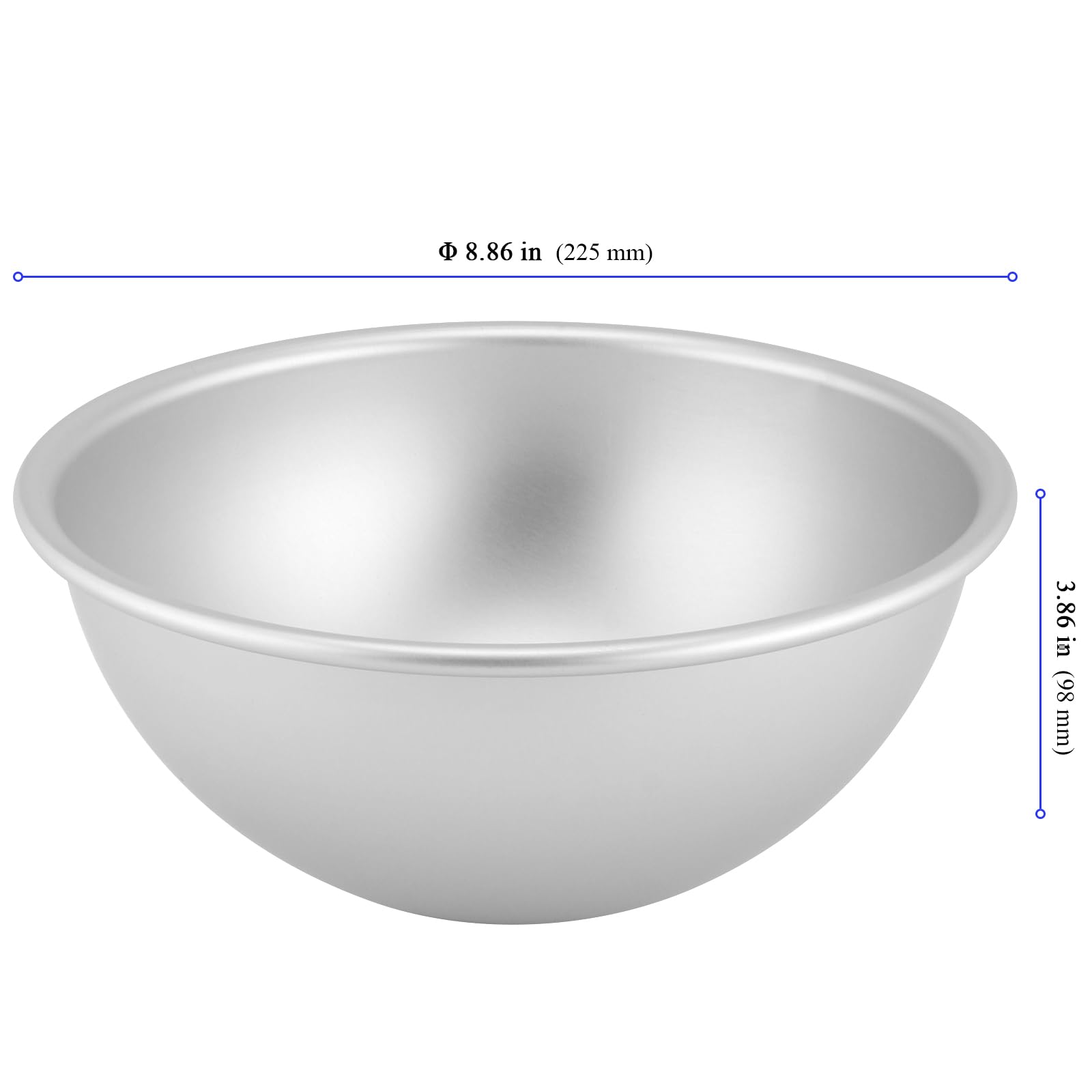 YUENPUN 2PCS 22.5cm Hemisphere Cake Pan, Silver Semicircle Mold Aluminum Dessert Moulds for Puddings Cakes, Desserts - Image 2