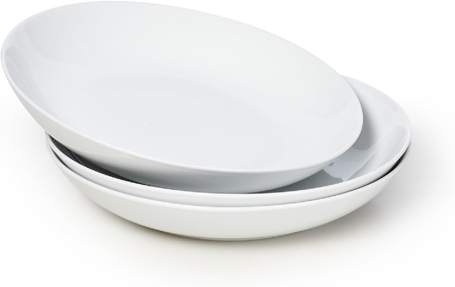 WishDeco Ceramic Pasta Bowls Set of 3, White Salad Bowls 650ml, Wide and Shallow Serving Bowls 20cm/8 Inch, Porcelain Serving Dishes for Dinner, Soup, Noodle, Microwave & Dishwasher Safe