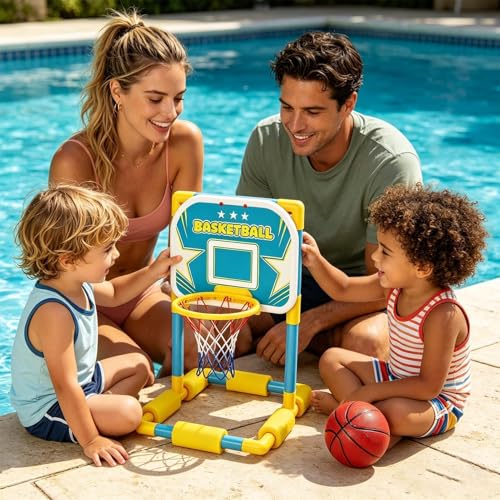 Panier de basket flottant pour piscine portatif avec structure stable - 3
