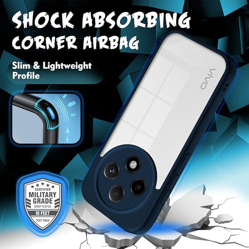 Image of V-TAN Back Cover for Vivo T4 5G / iQoo Z10 5G Compatible Case, Transparent Clear, TPU, Camera Protective Shockproof Cover (Blue)