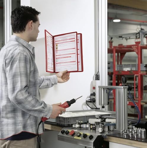 Durable Wand-Sichttafelsystem (Vario Wall 5, mit 5 Sichttafeln A4) rot, 555103