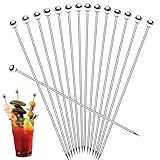 12 Pack Silver Bloody Mary Skewers 8 inch Long, Reusable Cocktail Picks Stainless Steel Metal Drink Skewers Sticks for Bloody Mary Brandied, Bloody Mary Bar Supplies