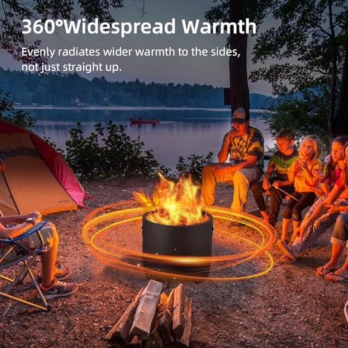 16in Outdoor Iron Smokeless Fire Pit, Low Smoke Outdoor Mini Fire, Outside Bonfire for Backyard, Camping, Picnics, with Firehook, Handle