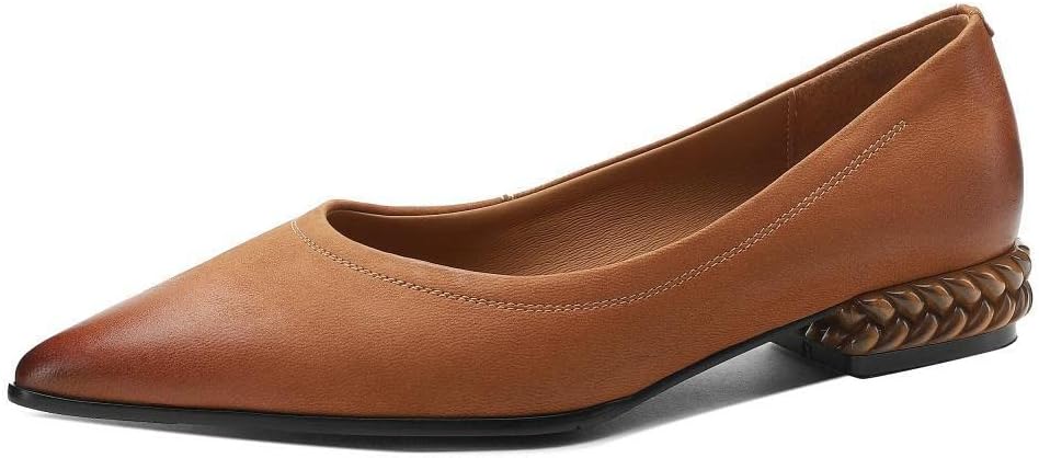 TinaCus Handmade Women's Genuine Leather Vintage Pointed Toe Flats Shoes