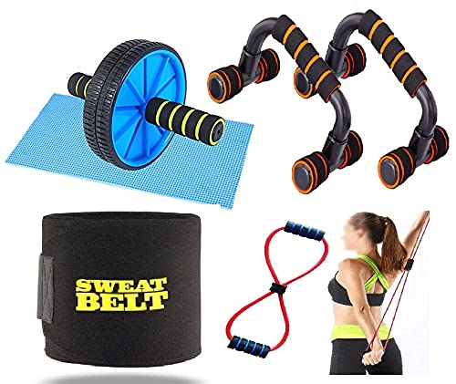 SIDHMART Ab Wheel Roller | PushUp bar | Sweat Belt | Toning Tube (4PC SET) | Core Abdominal Belly Six Pack Abs Exercise Home Gym Equipment | Full Body Workout Fitness Accessories For Men & Women (B09BJHCHBF) Amazon Price History, Amazon Price Tracker