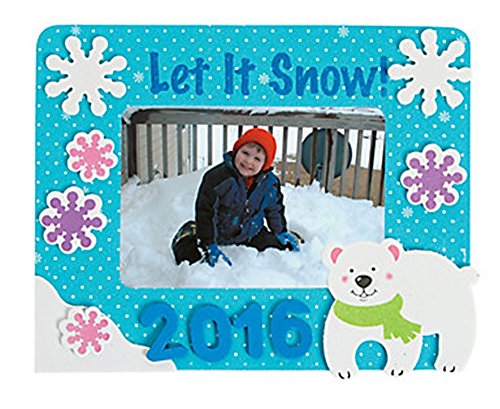 Set of 12 Winter Picture Frame Magnet Craft Kit ~ Snow, Snowflakes and Polar Bears!