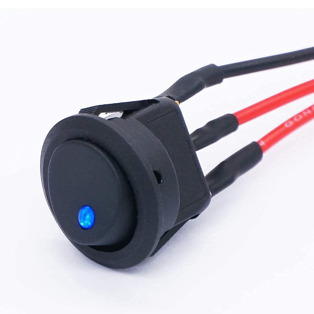 Lot 8 Interrupteurs à Bascule Ronds Taiss 12V LED Bleue - SPST ON OFF 20A Pour Voiture Bateau