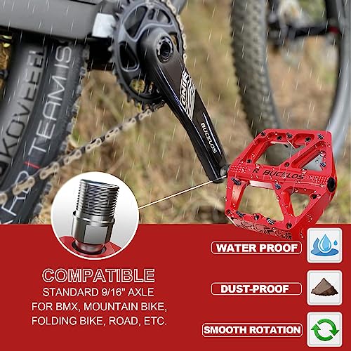 image for BUCKLOS Mountain Bike Pedals MTB Pedals Flat, Bicycle Road Bike Adult 