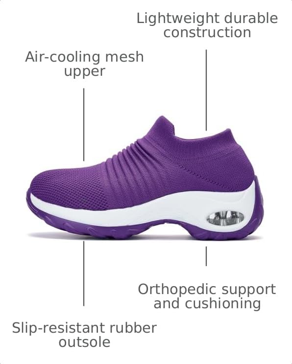 Image of Slow Man Women's Walking Shoes Sock Sneakers - Mesh Slip On Air Cushion Lady Girls Modern Jazz Dance Easy Shoes Platform Loafers