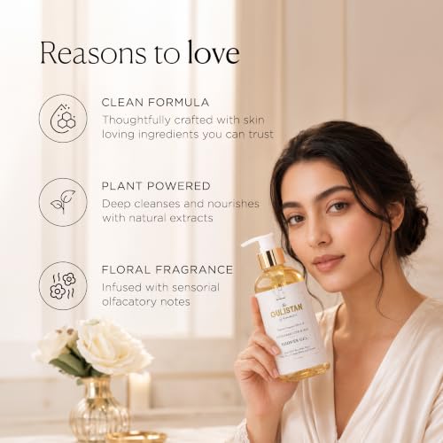 Image of Kimirica The Gulistan Shower Gel Bottle, 100% Vegan and Paraben Free with Goodness of Rose Water, White Tea and Ginkgo Biloba, 300ml 100% Vegan (Rose Absolute & Iris, 300ml)