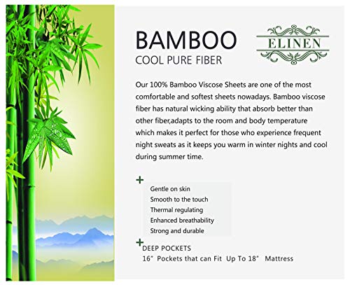 Elinen Bamboo Viscose Sheet Set - Full Size, 4 Piece Set With Deep Pockets Up To 18 Inches - Luxuriously Soft, Cooling, And Silky Sateen Weave - Ivory (Full) #TOP2