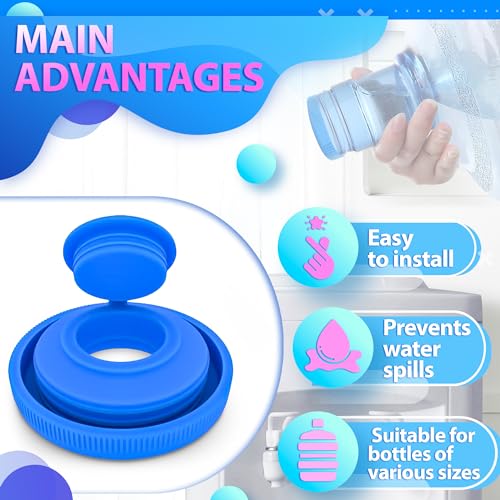 4Pcs 5 Gallon Water Jug Cap - Silicone Spill Stopper Water Jug 5 Gallon Water Bottle Replacement Lid Spill Guard Water Bottle Cap for 5 Gallon Water Jug Lid - Primo Water Bottle Caps 5 Gallon Jug Cap - Thumbnail 4