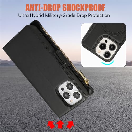 Coque arrière en cuir amovible magnétique iPhone 14 Pro Max blanc cassé antichoc - 4
