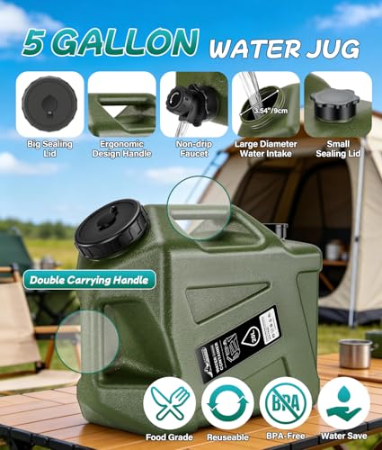 Ducha portátil para camping con garrafa de agua de 5 galones, kit de ducha recargable WADEO 6000mAh para actividades al aire libre, bomba impermeable IPX8, cabezal de ducha con 5 modos, fácil de almacenar para senderismo y playa miniatura 4