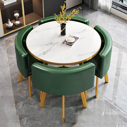 Mesa de comedor redonda para 4 personas, mesa de recepción y silla, mesa de conferencias que ahorra espacio, mesa pequeña para sala de reuniones (Bei, 80 x 80 x 74 cm)