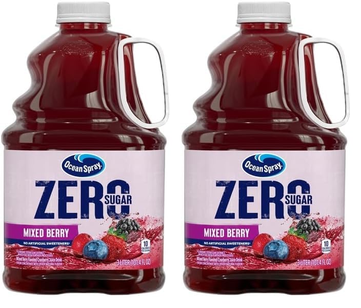 Image of Ocean Spray ZERO Sugar Mixed Berry Juice Drink, Cranberry Juice Drink Sweetened with Stevia, 101.4 Fl Oz Bottle (Pack of 2)