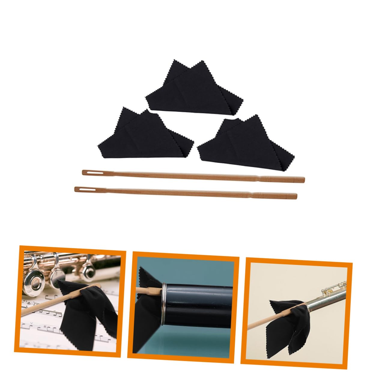TOYANDONA 4sets Pulizia Per Flauto Kit Professionale Con Bacchetta e Panno Assorbente Strumenti Per La Manutenzione Della Musica Facile Da Trasportare e Utilizzare Per Musicisti e