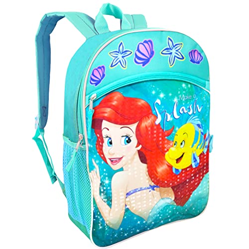 The Little Mermaid Backpack For Kids Set - Bundle With 16" Ariel Backpack, Stickers, Water Pouch, More | Disney The Little Mermaid Backpack For Girls #TOP1