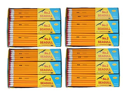 576 Count Bulk Pack Pencils Pre-sharpened No. 2 HB Pencils with Erasers 144 / Box 4 Boxes of 144 New Improved Eraser