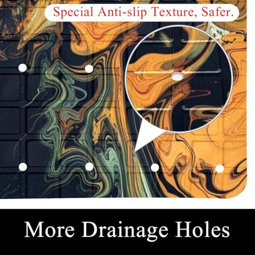 Tapis de bain antidérapant Art Abstract extra long en PVC avec ventouses pour douche - 3