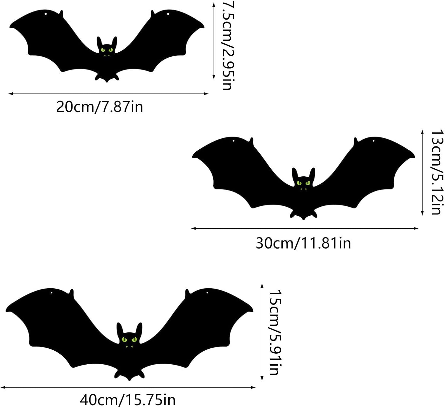 12Pieces Halloween Bat Decorations, Lightweight Flying Bats for Indoor Outdoor Hanging, Yard Porch Tree Ornaments